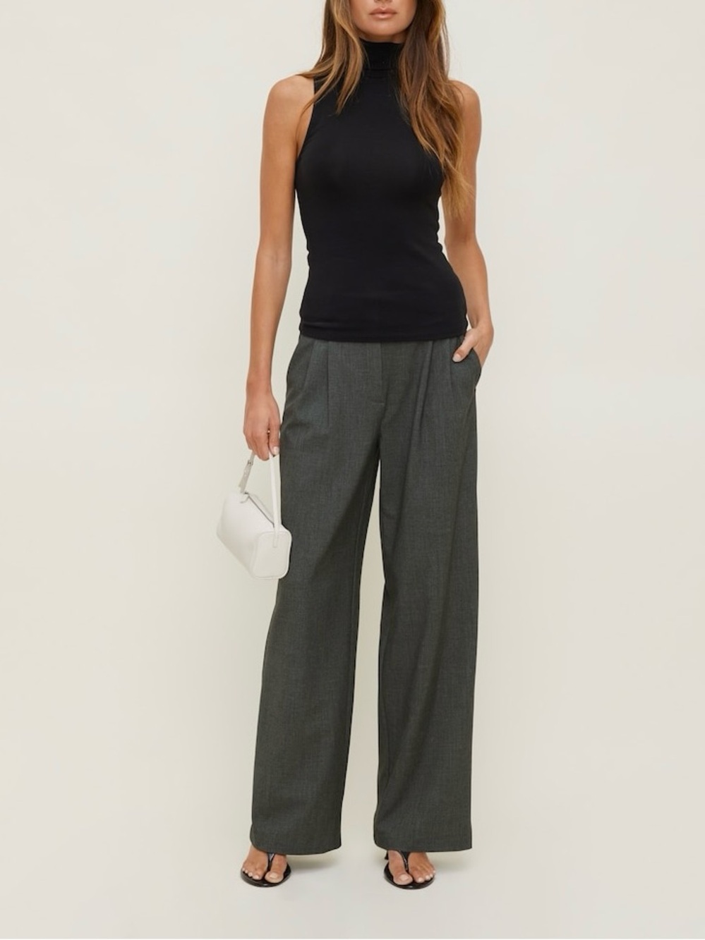 Dynamite Wide-Leg Trousers in Charcoal